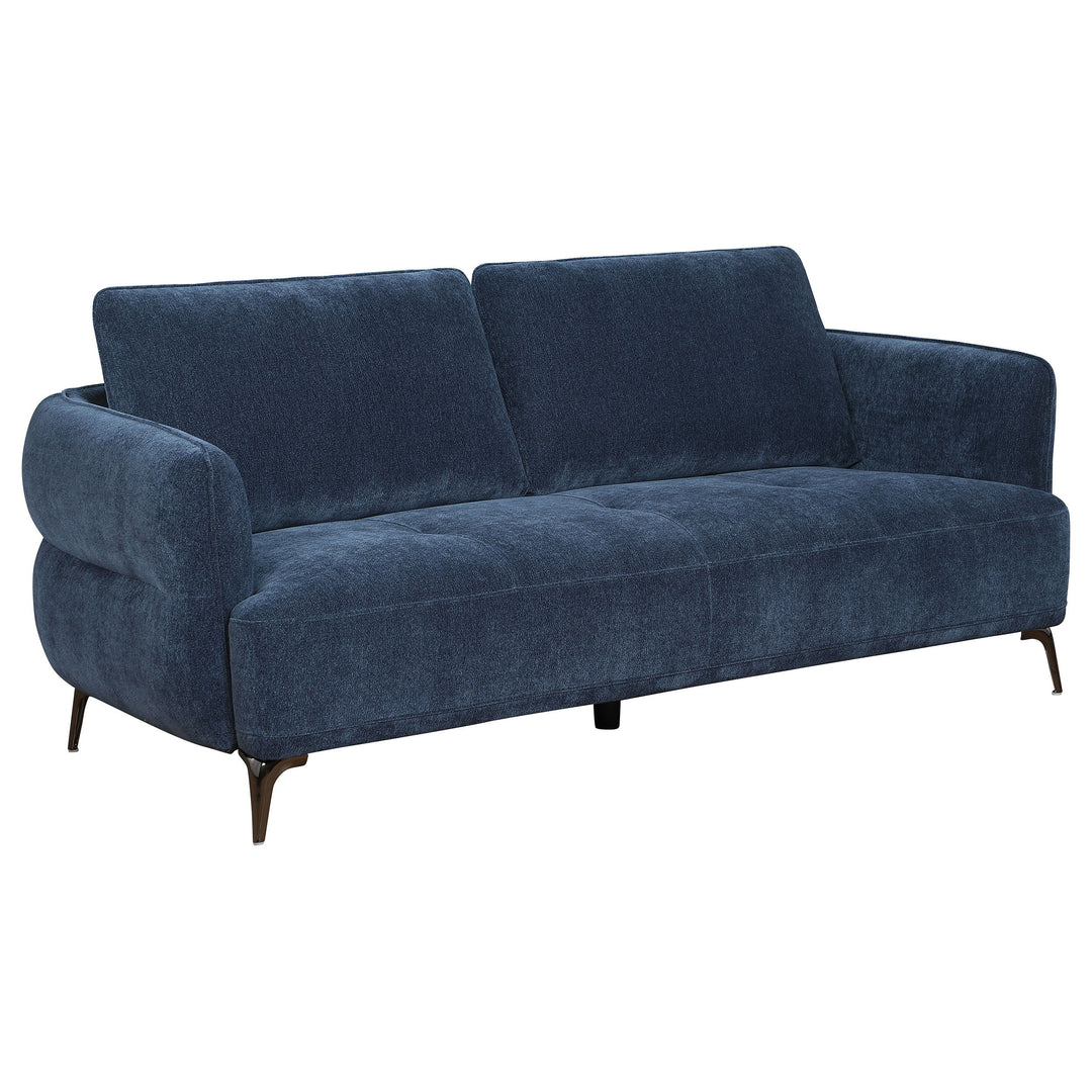 Lively - Chenille Upholstered Modern Track Arm Sofa - Blue