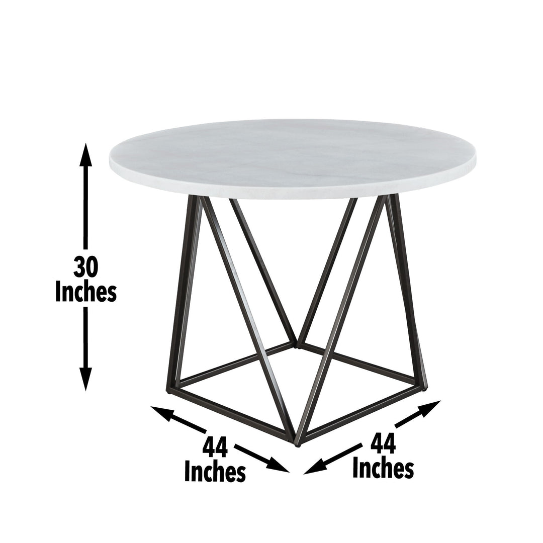 Ramona - Marble Top Round Dining Table - White