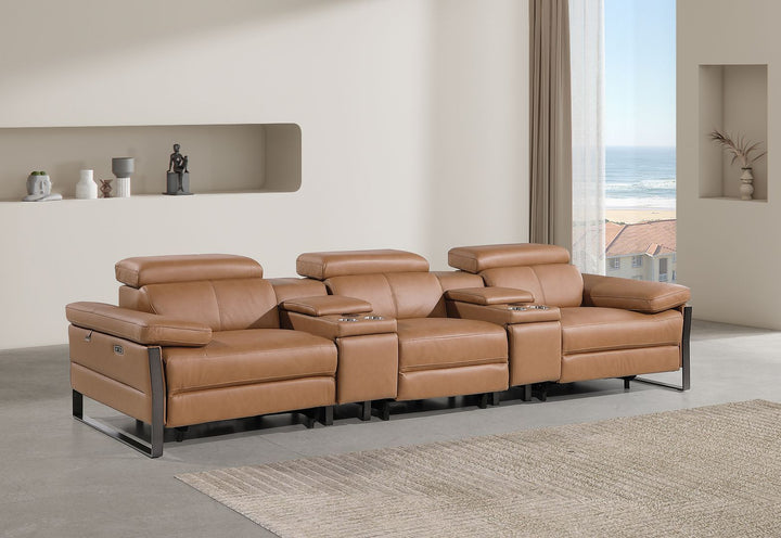 1246 - Modular Power Triple Reclining Dual Console Sofa With Power Reclining Headrests