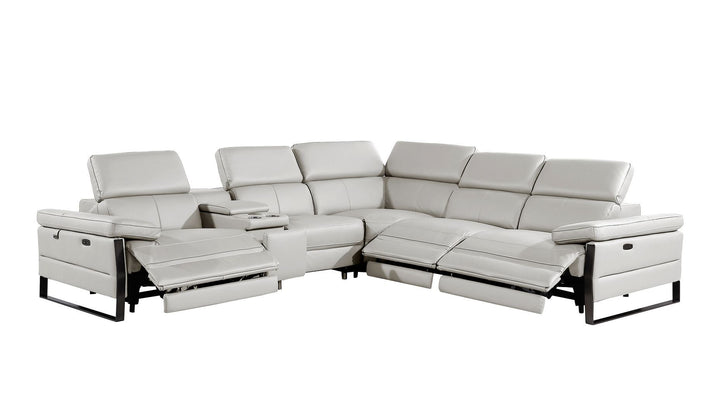 1246 - 6-Piece L-Shaped Modular Power Reclining Sectional With 3 Power Recliners And Power Headrests