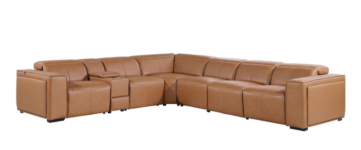 1224 - 7-Piece L-Shaped Sectional Sofa In With 4 Power Recliners &amp; Power Headrests