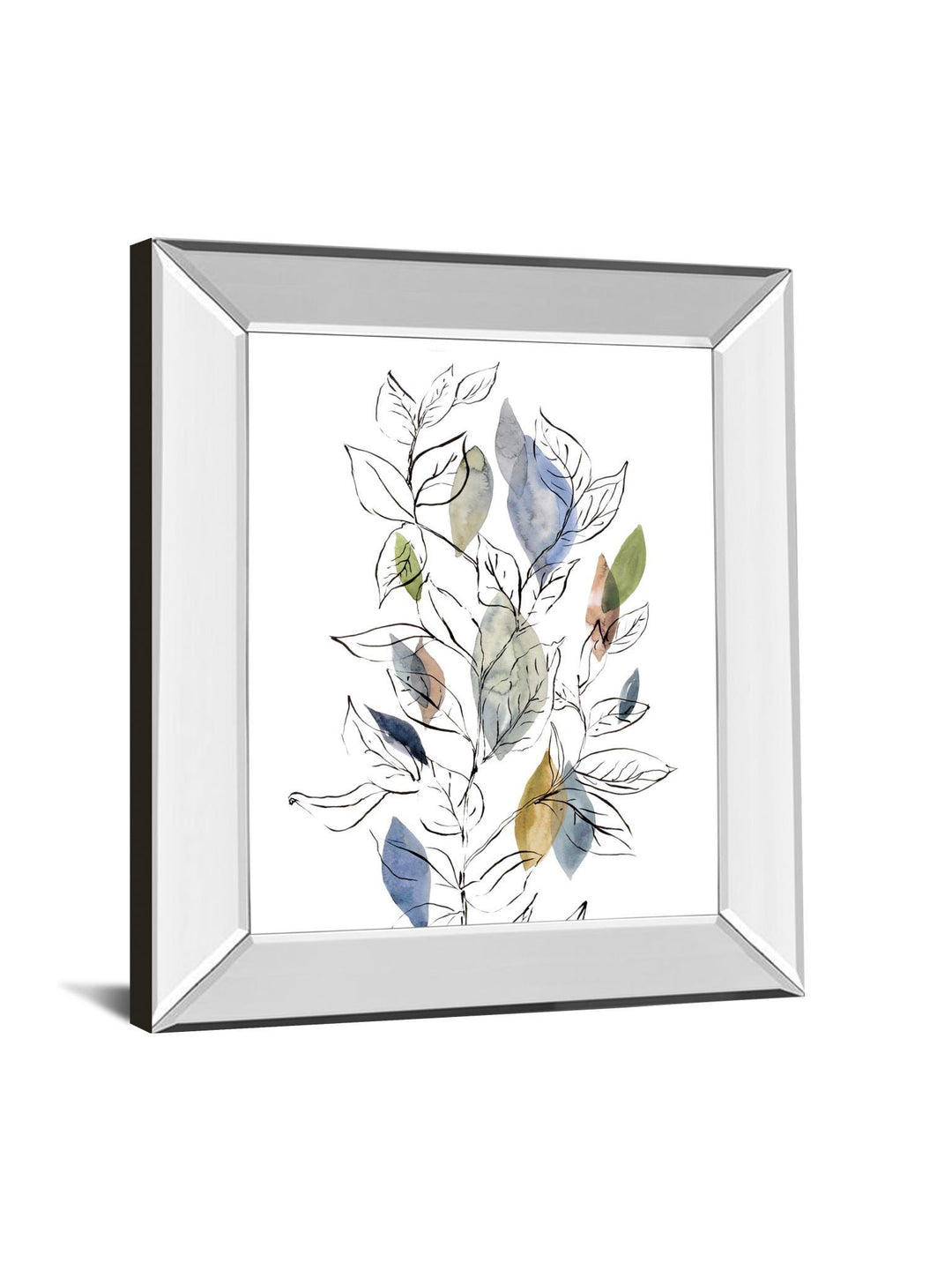 Spring Leaves Il By Meyers, R. - Mirror Framed Print Wall Art - Blue