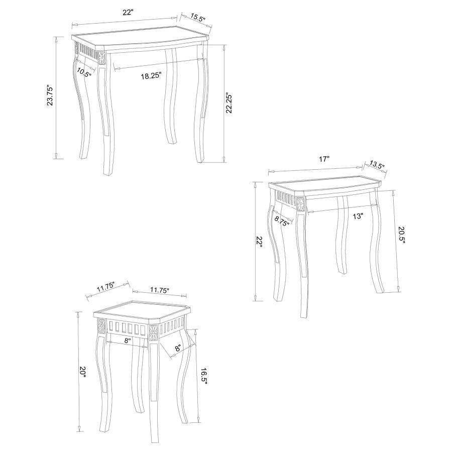 Daphne - 3 Piece Rectangular Wood Nesting Table Set - Warm Brown