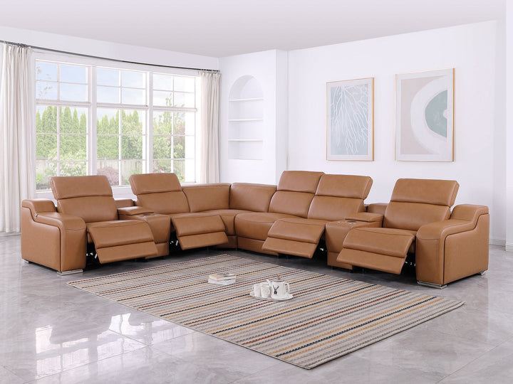 1116 - 8-Piece L-Shaped Sectional Sofa In With 4 Power Recliners &amp; Power Headrests