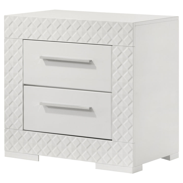 Ives - 2-Drawer Nightstand Bedside Table - White High Gloss