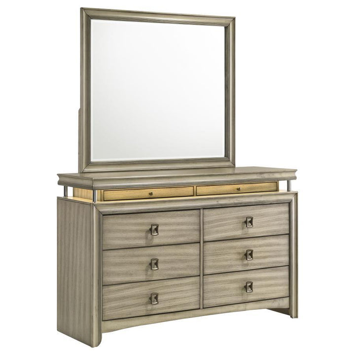 Giselle - 8-Drawer Dresser With Mirror - Rustic Beige