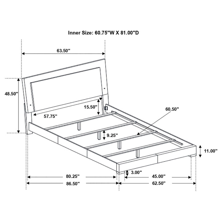 Felicity Wood Queen LED Panel Bed White High Gloss