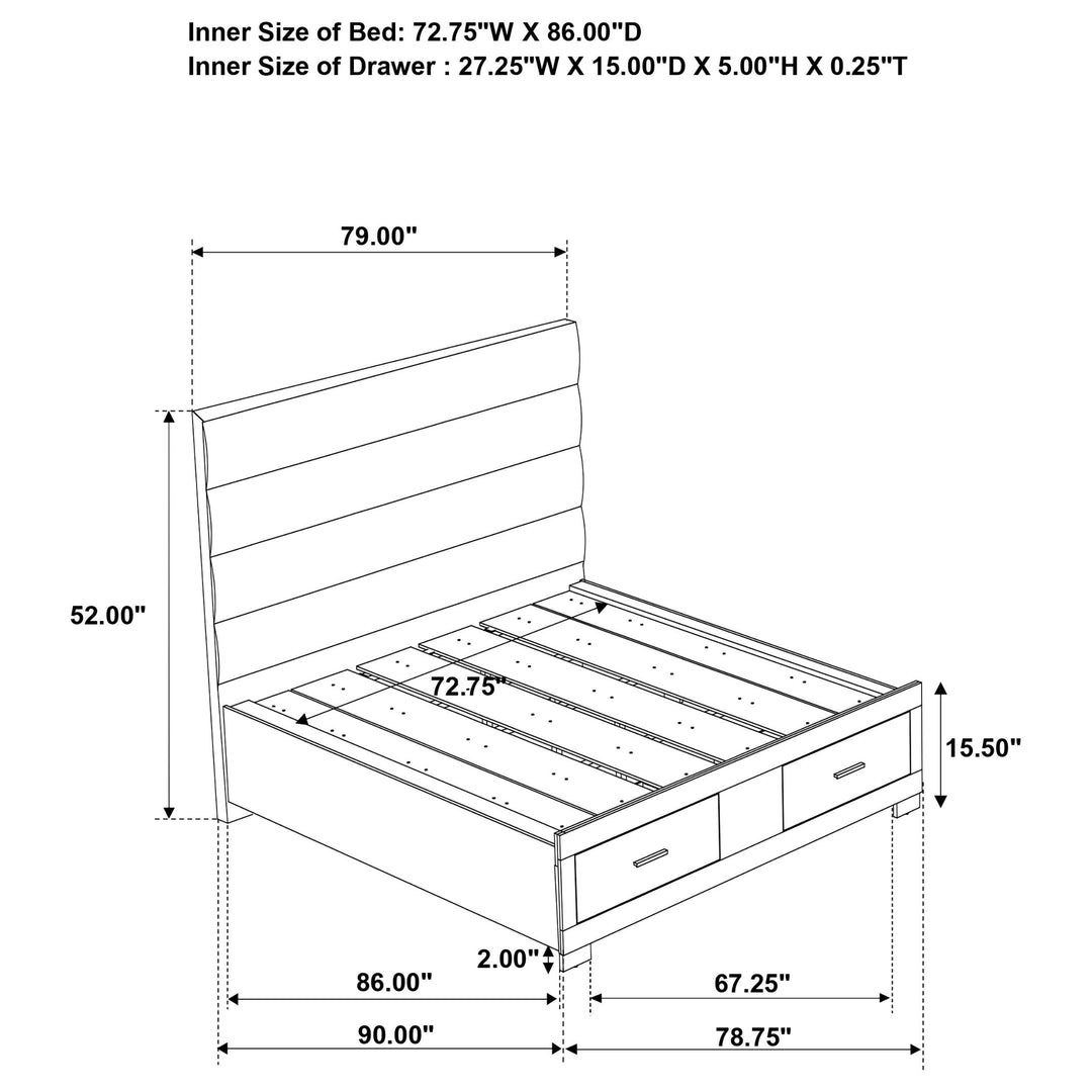 Felicity California King Storage Bed White High Gloss