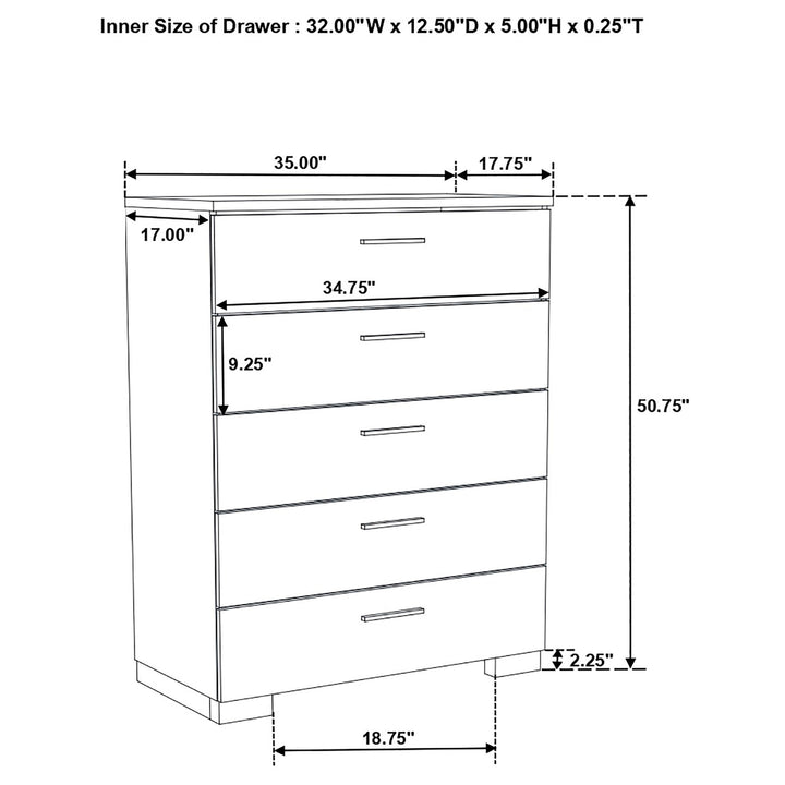 Felicity 5-piece Queen Bedroom Set White High Gloss