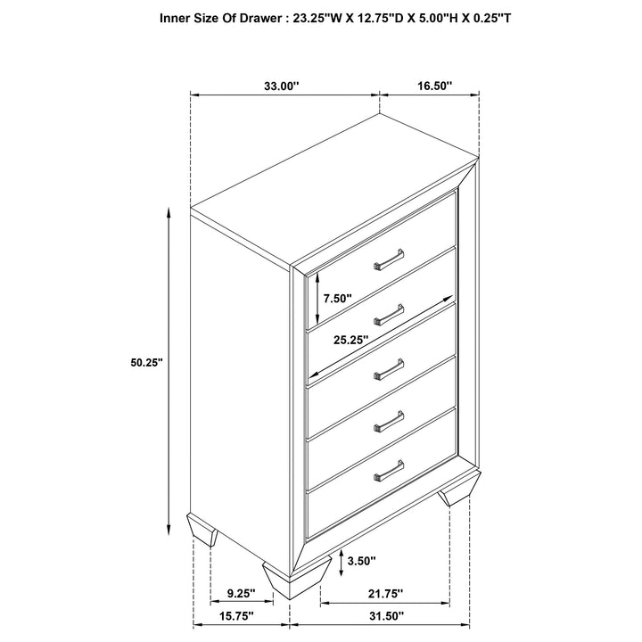 Kauffman 5-drawer Bedroom Chest Washed Taupe