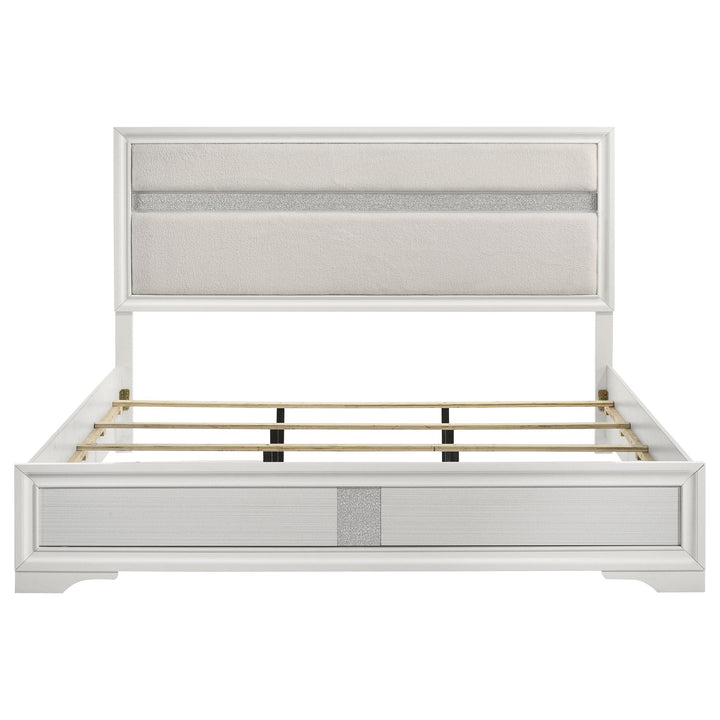 Miranda 54-inch Upholstered Eastern King Panel Bed White