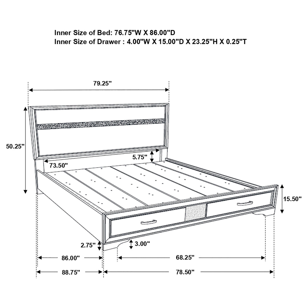 Miranda 51-inch Wood California King Storage Panel Bed White