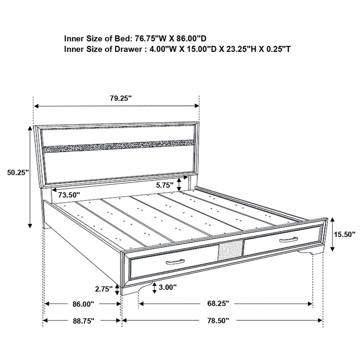 Miranda 51-inch Wood California King Storage Panel Bed White