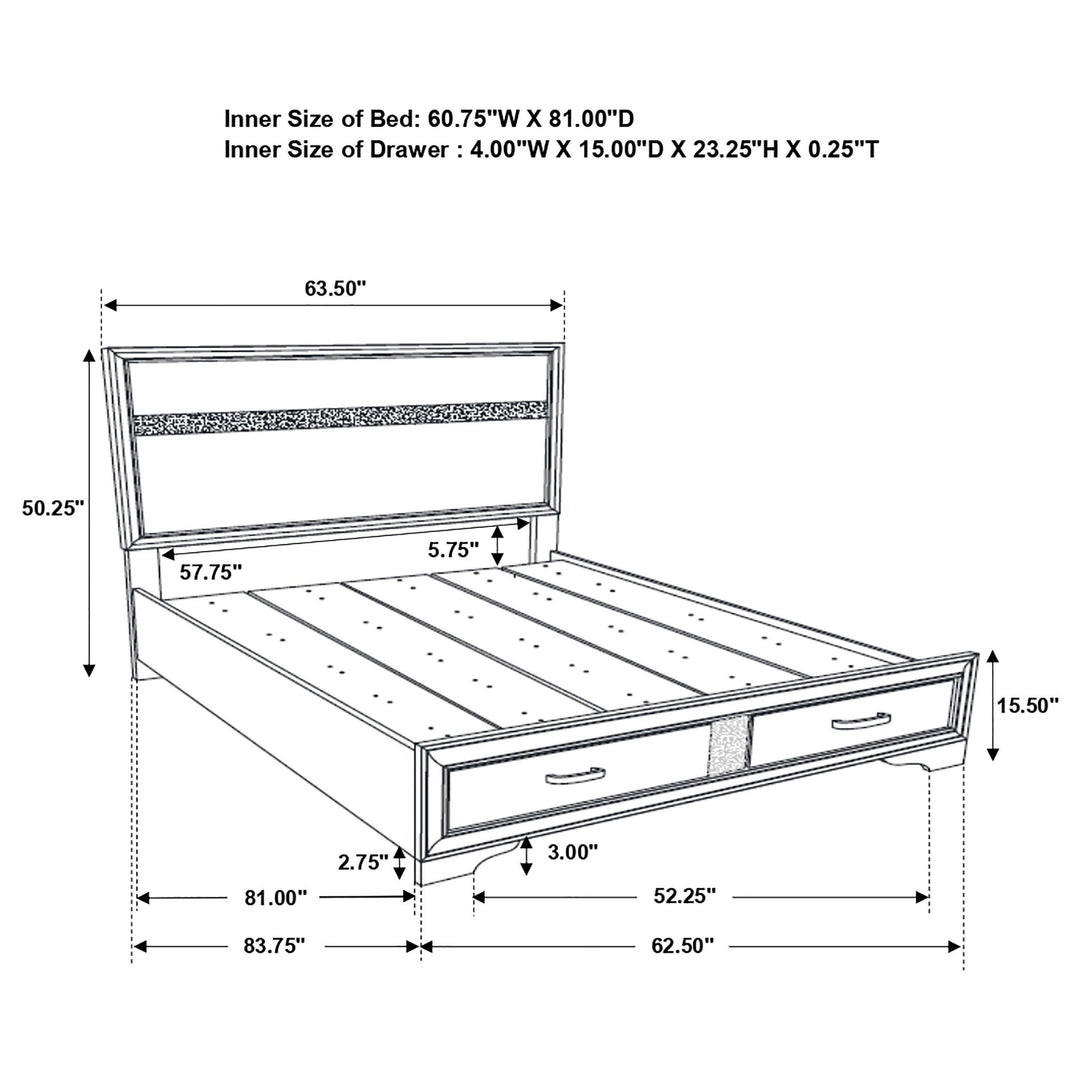 Miranda 51-inch Wood Queen Storage Panel Bed White