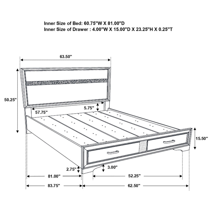 Miranda 51-inch Wood Queen Storage Panel Bed White