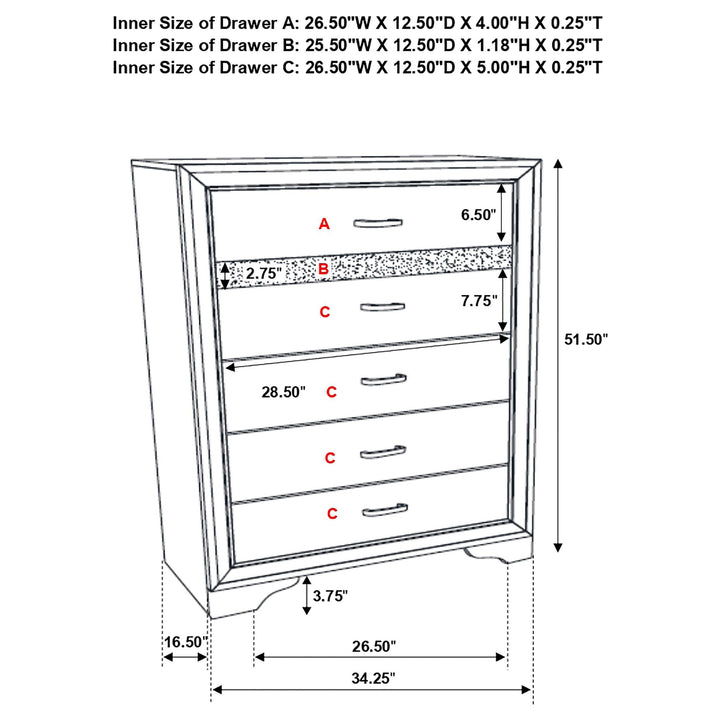 Miranda 6-drawer Bedroom Chest White