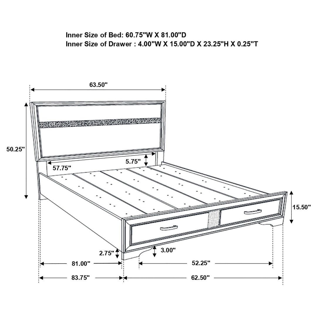 Miranda 51-inch Wood Queen Storage Panel Bed Black