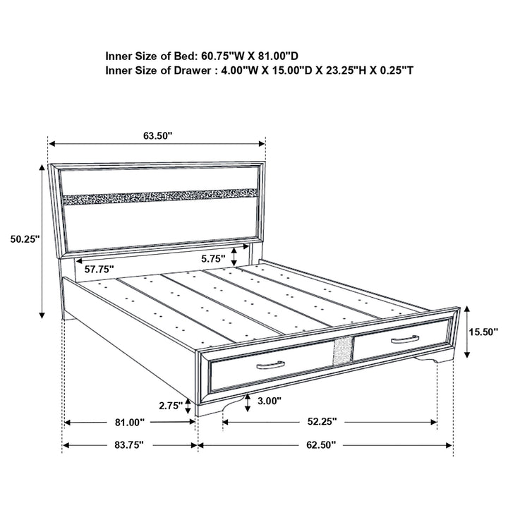 Miranda 51-inch Wood Queen Storage Panel Bed Black