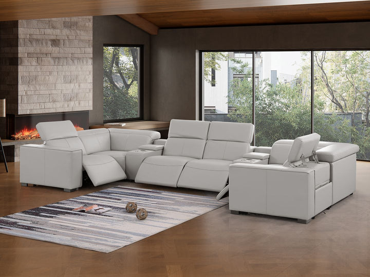 1208 - 8 Piece U Shaped Leather Sectional With 4 Power Recliners &amp; Power Headrests