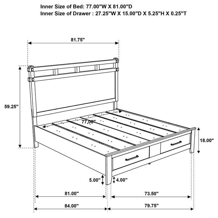 Hazlewood 4-piece Eastern King Bedroom Set Vineyard Oak