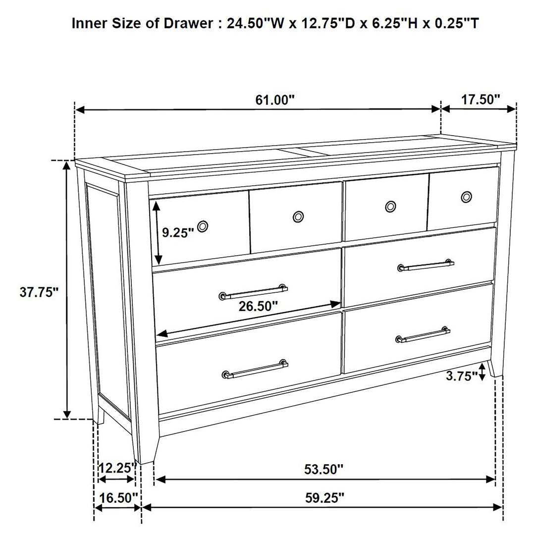 Hazlewood 6-drawer Bedroom Dresser Cabinet Vineyard Oak