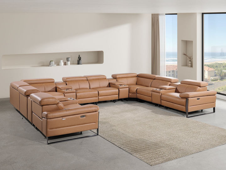 1246 - 12-Piece U-Shaped Modular Power Reclining Sectional With 4 Power Recliners And Power Headrests
