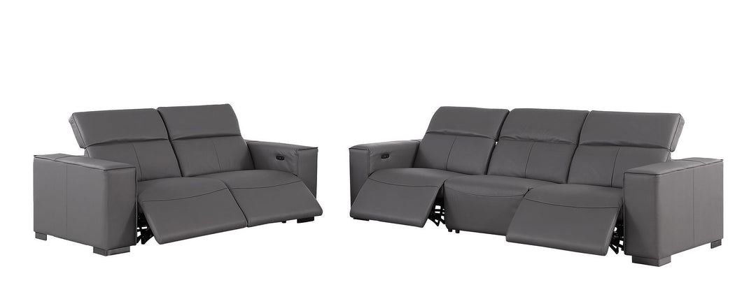 1208 - Leather Reclining Set (Sofa &amp; Loveseat With 4 Power Recliners)