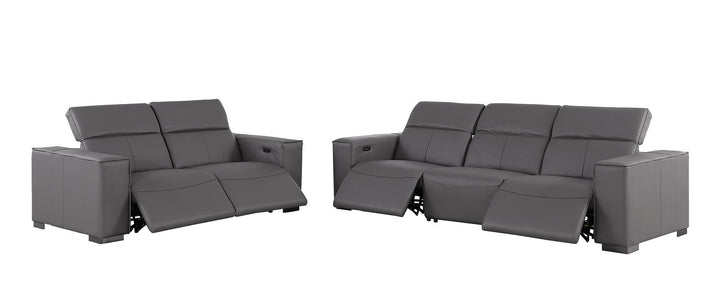 1208 - Leather Reclining Set (Sofa &amp; Loveseat With 4 Power Recliners)