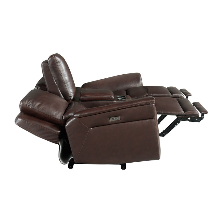 Pantera - Power Motion Loveseat With Console - Palais Dark Brown