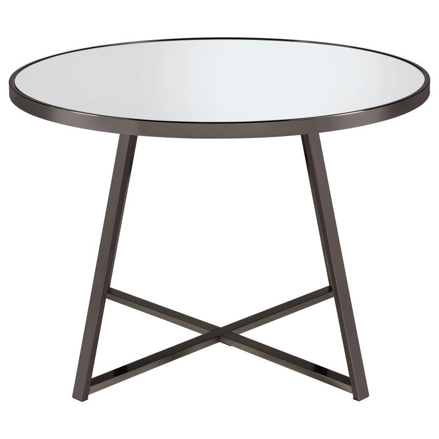 Jillian - 5 Piece Round Mirror Top Dining Set - Black Nickel
