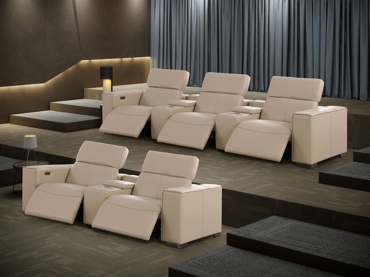 1208 - Modular Leather Sofa Loveseat With 6 Recliners And Power Headrests