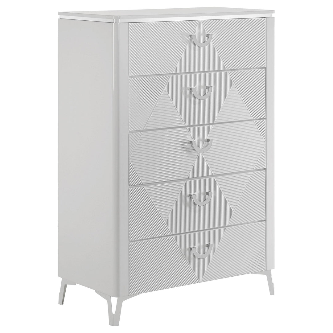 Cassia 5-piece Eastern King LED Bedroom Set White High Gloss