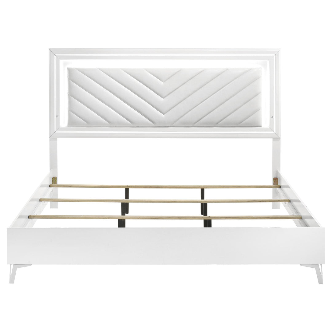 Cassia Eastern King LED Panel Bed White High Gloss