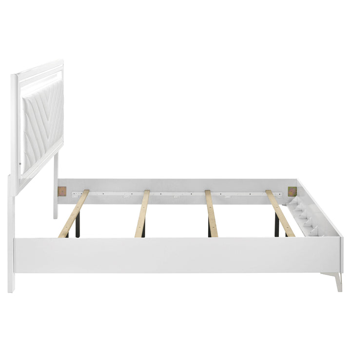 Cassia Eastern King LED Panel Bed White High Gloss