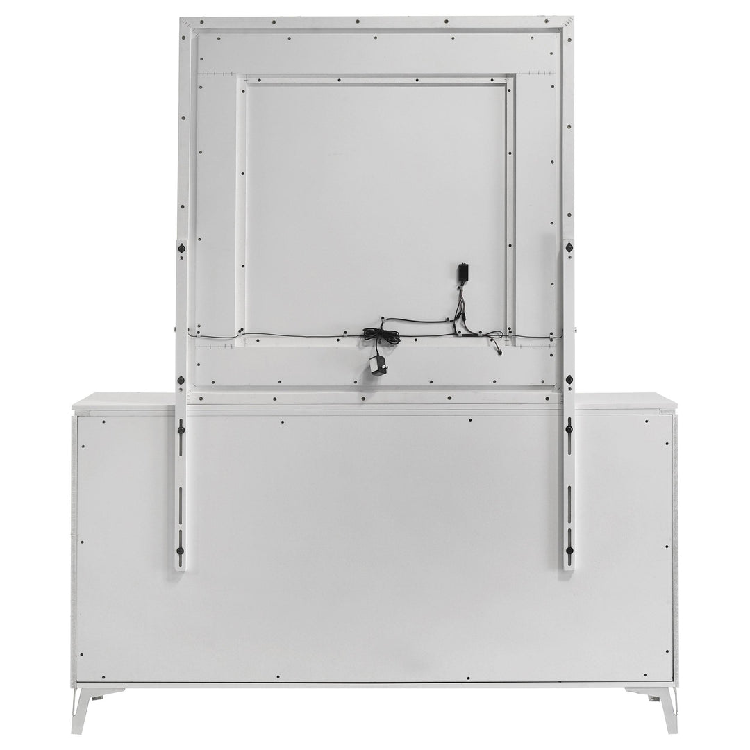 Cassia 6-drawer Dresser Cabinet with Mirror White High Gloss