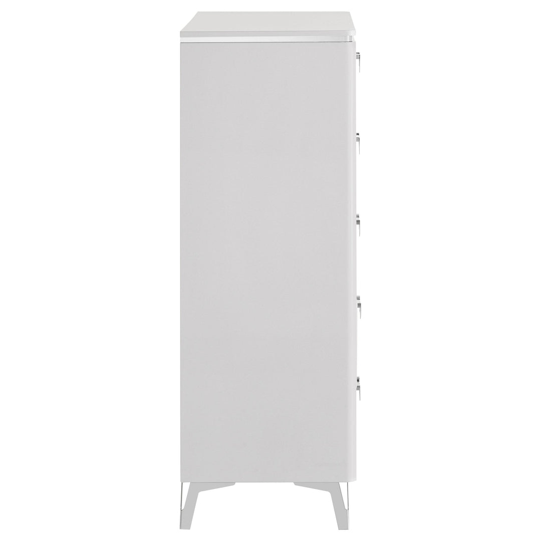 Cassia 5-drawer Bedroom Chest of Drawers White High Gloss