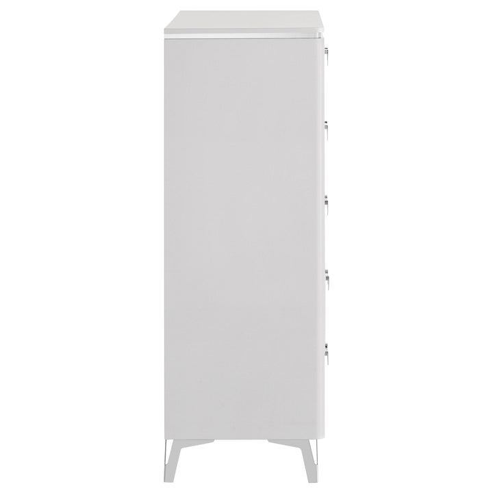 Cassia 5-drawer Bedroom Chest of Drawers White High Gloss