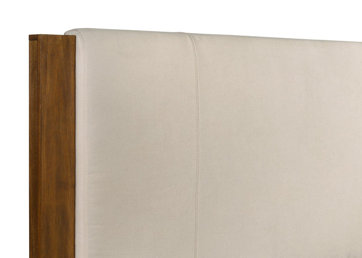 Adderley Queen Wood Panel Bed Cream and Warm Brown