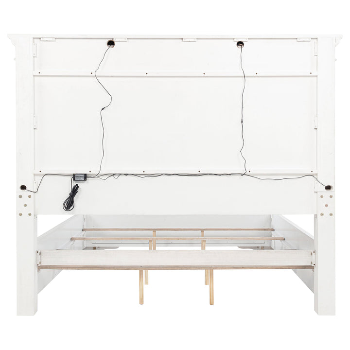 McKinney California King LED Light Panel Bed Vintage White