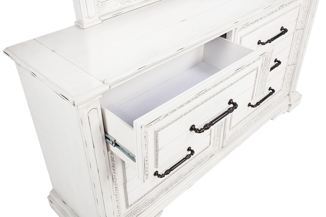 McKinney 6-drawer Bedroom Dresser with Mirror Vintage White