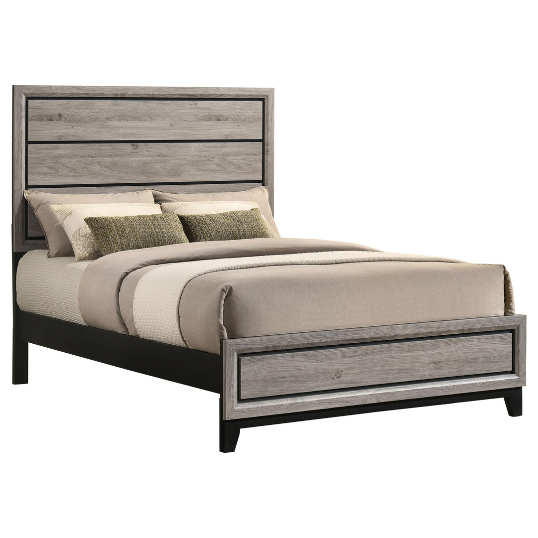 Valen Wood Full Panel Bed Light Taupe