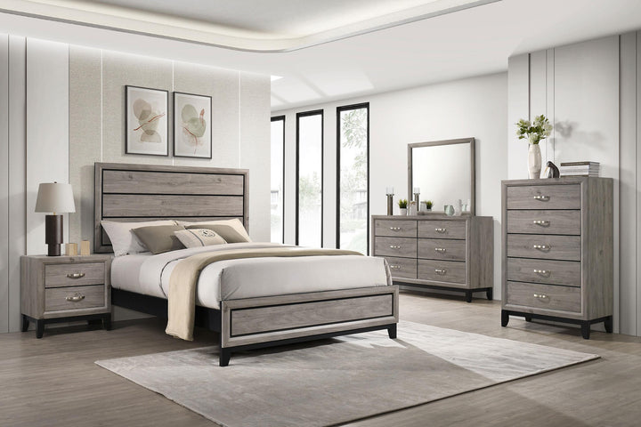 Valen Wood Full Panel Bed Light Taupe
