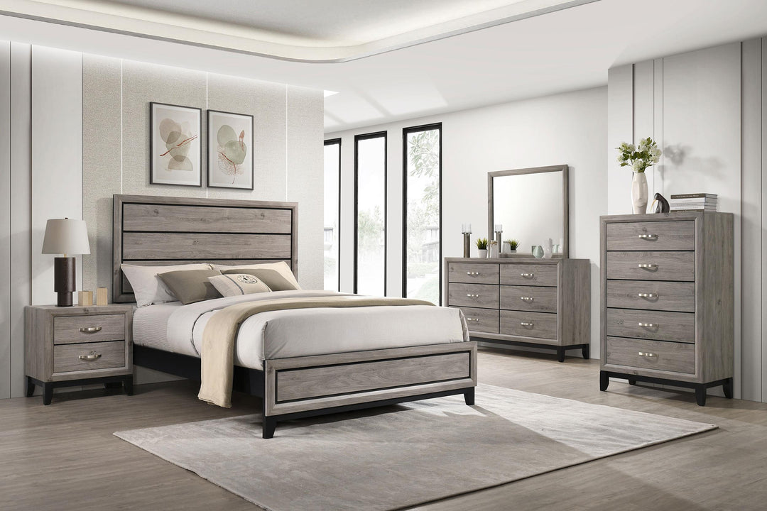 Valen Wood Queen Panel Bed Light Taupe