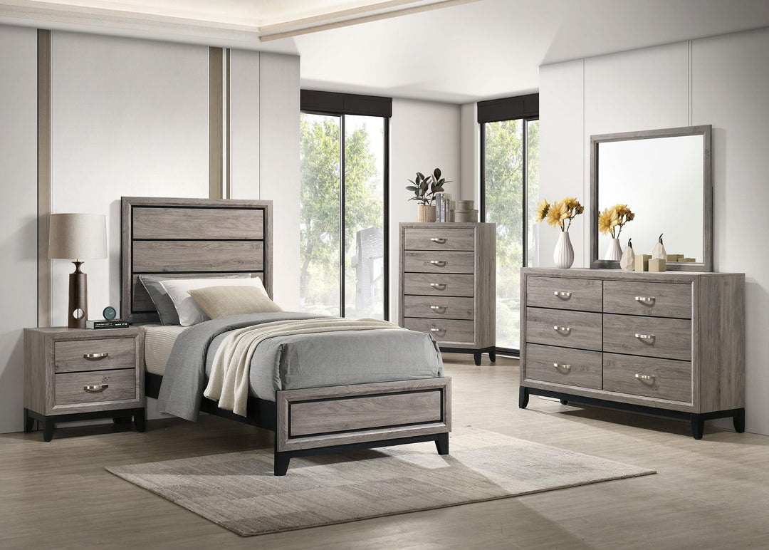 Valen Wood Twin Panel Bed Light Taupe