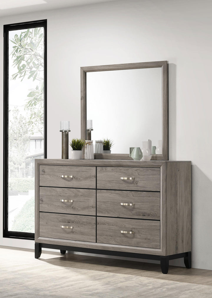 Valen 6-drawer Bedroom Dresser and Mirror Light Taupe