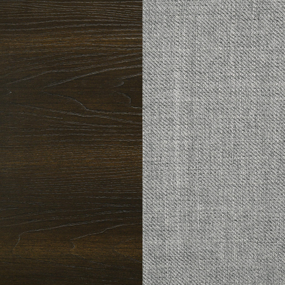 Atlas 63-inch California King Upholstered Panel Bed Grey and Dark Oak