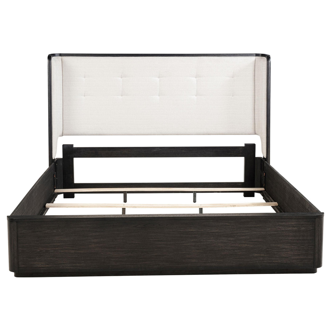 Leandro 55-inch Eastern King Wingback Bed Burnished Black