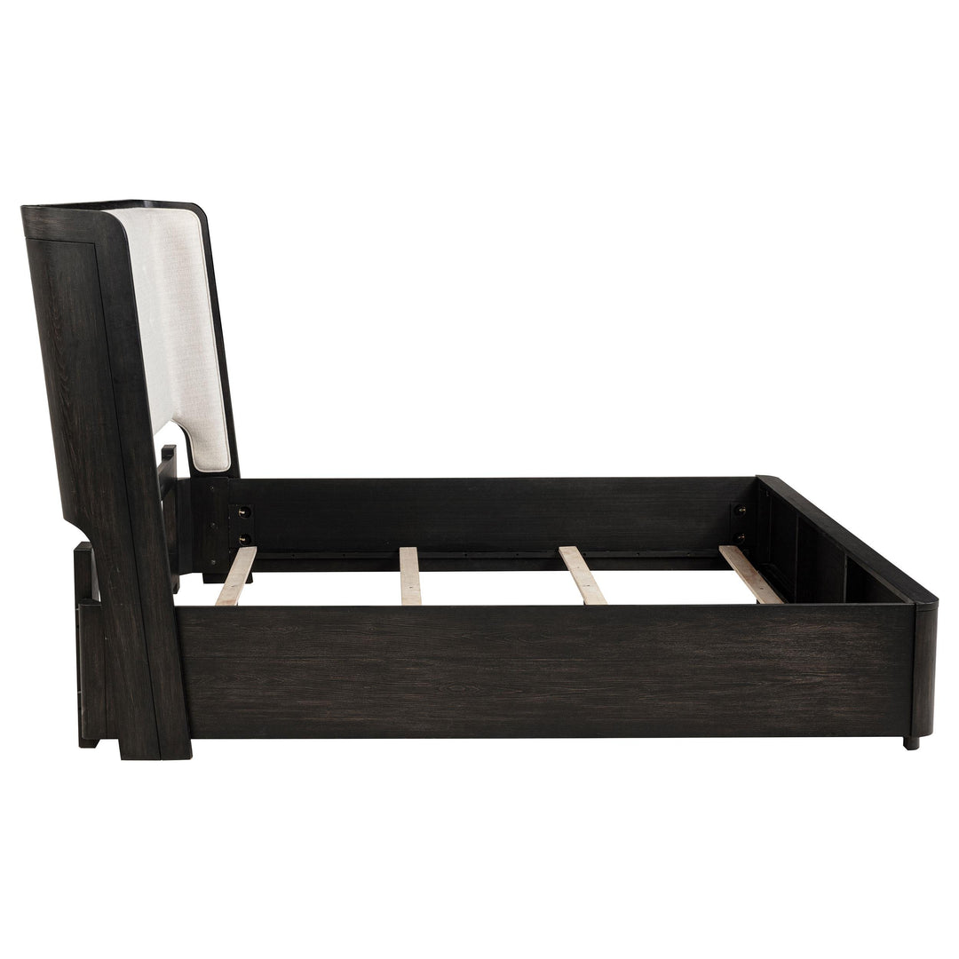 Leandro 55-inch Eastern King Wingback Bed Burnished Black