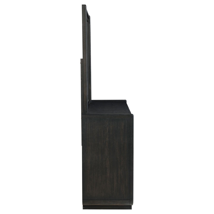Leandro 8-drawer Bedroom Dresser with Mirror Burnished Black
