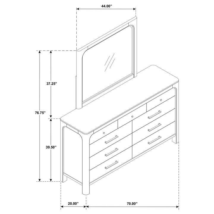 Solano 9-drawer Bedroom Dresser with Mirror Weathered Mango